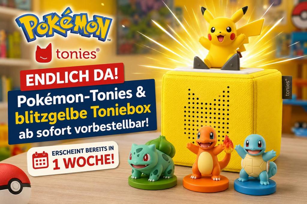 News: Pokémon erobert endlich die Toniebox: Pokémon-Tonies und blitzgelbe Toniebox ab sofort&nbsp;vorbestellbar!